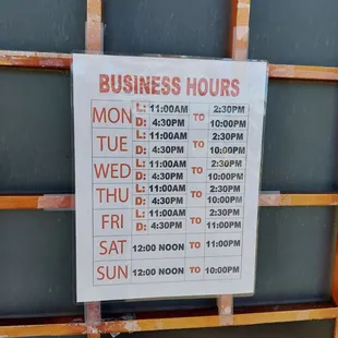 business hours