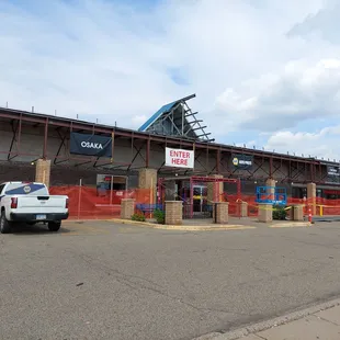 a car parked in front of the restaurant