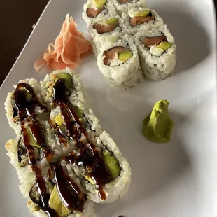 Eel roll and Philadelphia roll