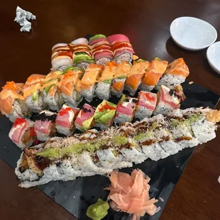 Roll's from top to bottom- Escape Roll, Orange dragon roll Romance roll, Green dragon roll