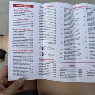 Take out menu
