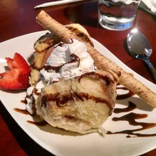 Tempura ice cream, chocolate. Great dessert.