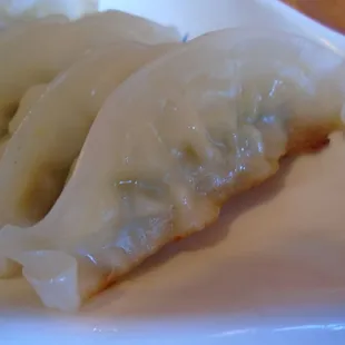 Pork gyoza, close-up.