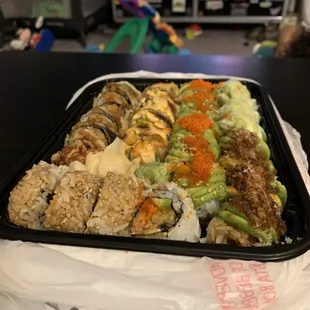 Takeout sushi! Monster roll, Osaka Roll, it was all so good!