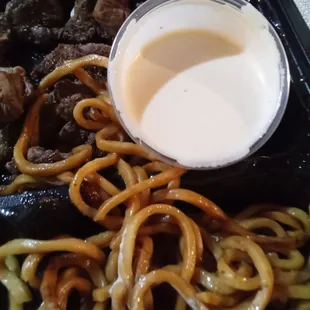 Noodles and steak and yum yum