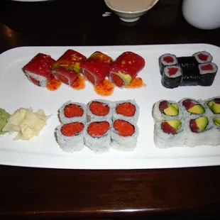 4 styles of sushi rolls...