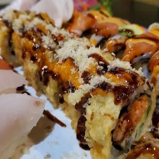 a closeup of the sushi