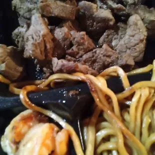 Steak Dinner with noodles