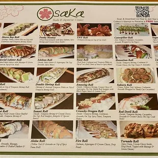 Popular roll menu. My absolute fav is cherry blossom &amp; TNT rolls