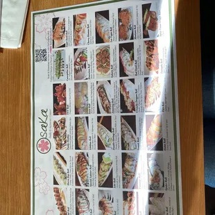 Sushi menu