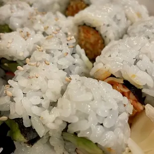 a closeup of the sushi