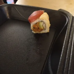 Disgusting brown spicy tuna.