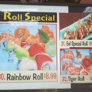 a roll special menu