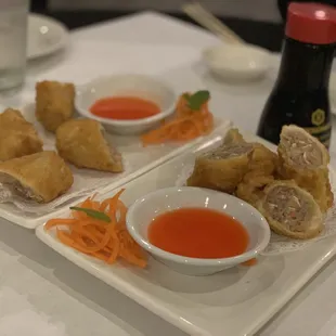 two plates of food on a table