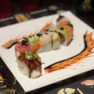 a plate of sushi on a table