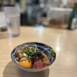 Maguro natto with the tkg egg.