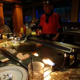 a man preparing food