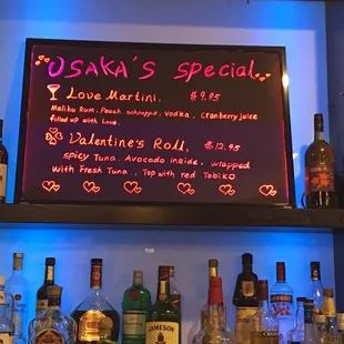 a display of alcohol bottles on a shelf