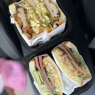 Cluckin Katsu Sando and Spam Musu Mi Sando from Mecha Mucho (Osaka ya window). Limited hours and days, follow @mechamucho on Instagram!
