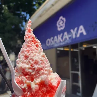 Tigers blood shaved ice with condensed milk