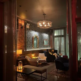 a living room and dining area