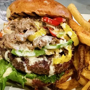 Philly cheesesteak burger special