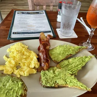 Sunday Brunch and the avocado toast plate.  10am to 2pm Sundays