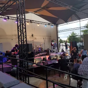 a band performing on stage