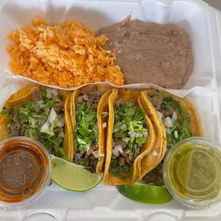 mexican food in a styrofoam container