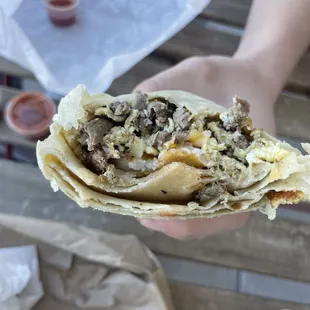 Steak breakfast burrito