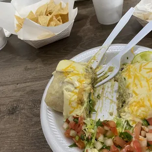 Wet steak and seafood burrito...