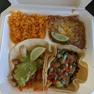 2 taco combo. Chicken and Al Pastor