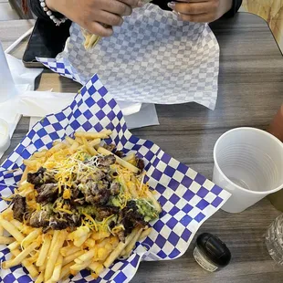 Loaded fries &amp; breakfast steak burrito