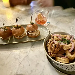 Chicken sliders &amp; calamari