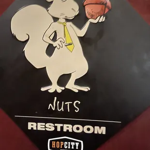 a sign for nuts restroom