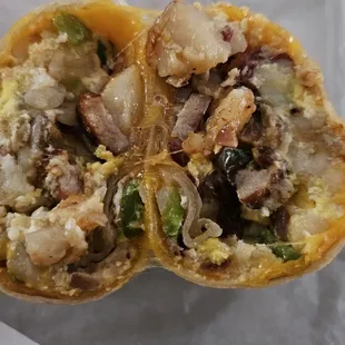 Sausage breakfast burrito