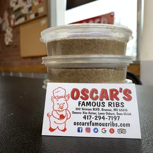 a container of oscar's famous ribs