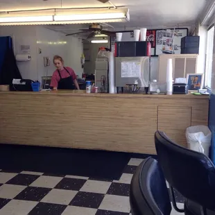 No frills dining area plus picnic table out front