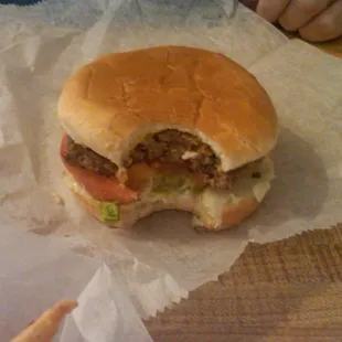 The Quarter LB Cheeseburger, less a bite or two