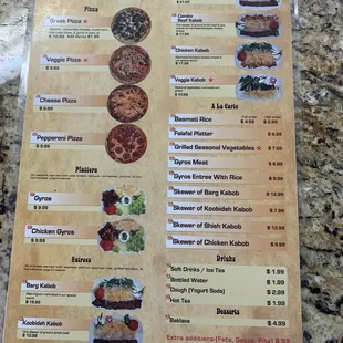 menu