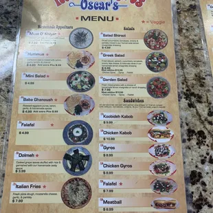 menu