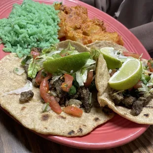 Carne asada taco plate, St. Patrick's Day style!