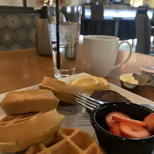 Waffles with a Side of Sausage + Coffee