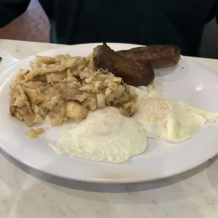 Local sausage &amp; perfect over easy