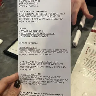 Specials Menu - Jan 2024
