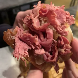 3 layers of meaty goodness in their reuben!!