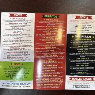 menu