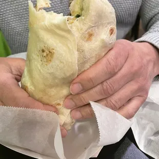 The size of the fresh burrito.