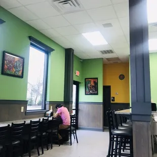 a woman sitting at a table