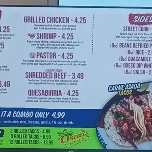 Taco Menu.